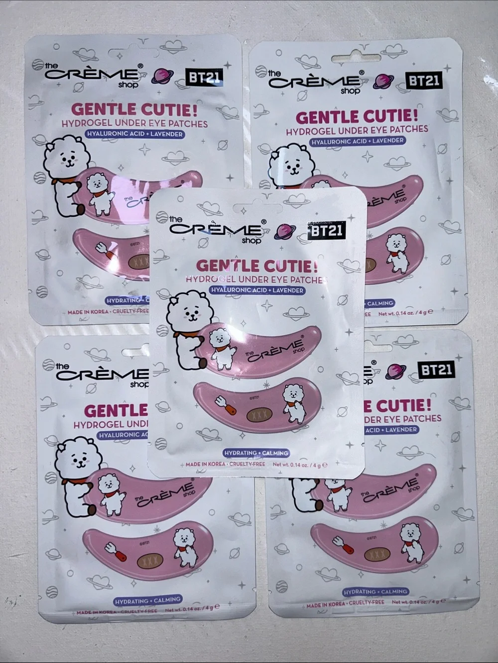 5x The Crème Shop x BT21 Gentle Cutie! Pink Hydrogel Under Eye Patches